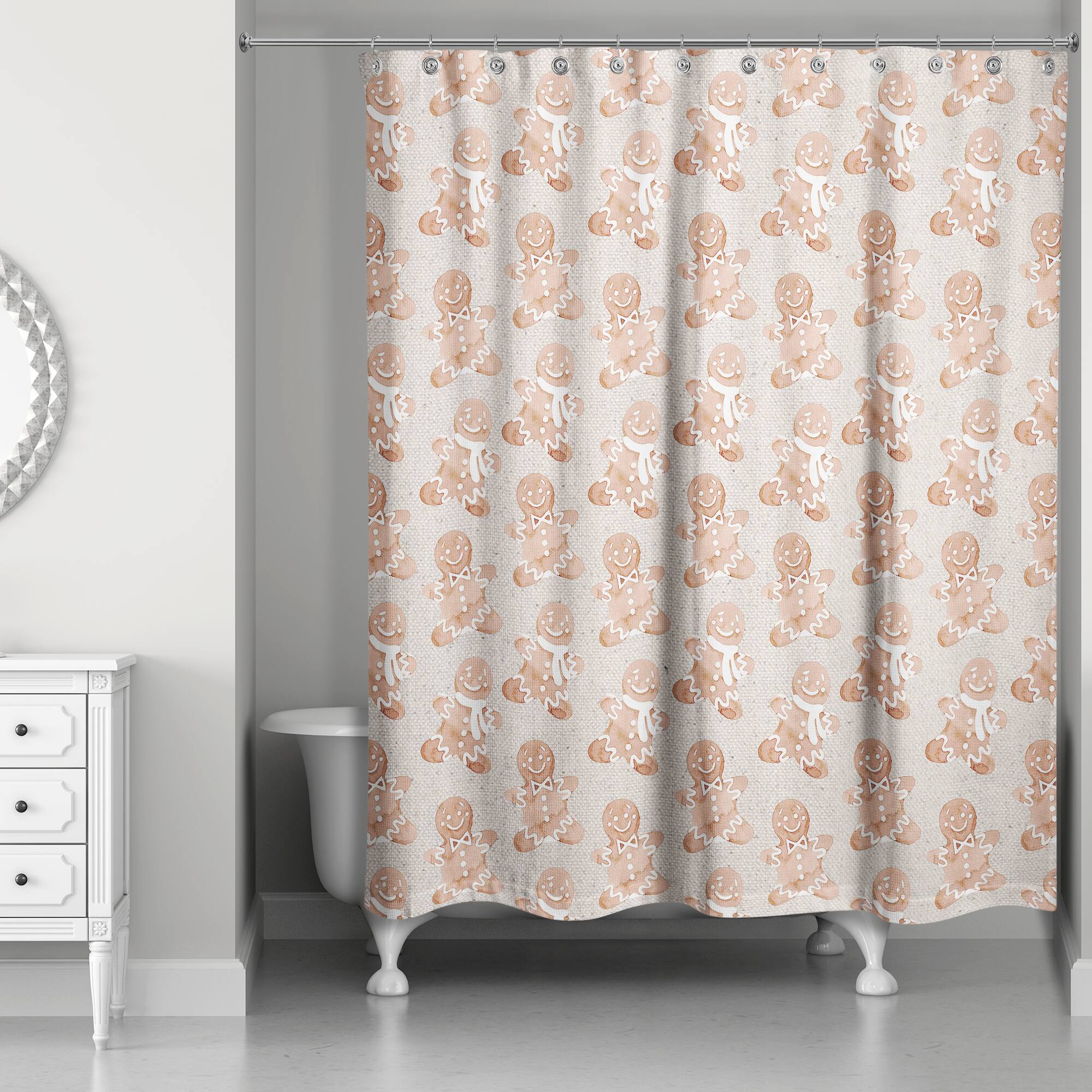 Gingerbread Man Pattern 71" x 74" Shower Curtain